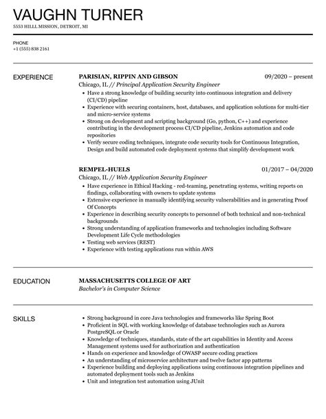 Application Security Engineer Resume Samples | Velvet Jobs