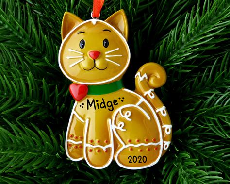 Gingerbread Cat Personalized Ornament Kitten's First | Etsy