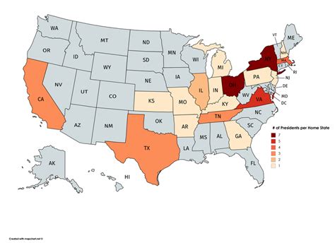 [OC] Map of US Presidents by Home State : dataisbeautiful