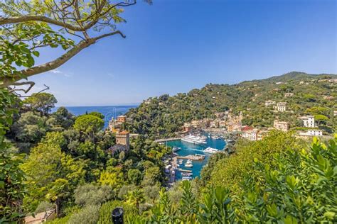 View of the Famous Italian Coastal Town of Portofino Taken from the Castle Stock Photo - Image ...