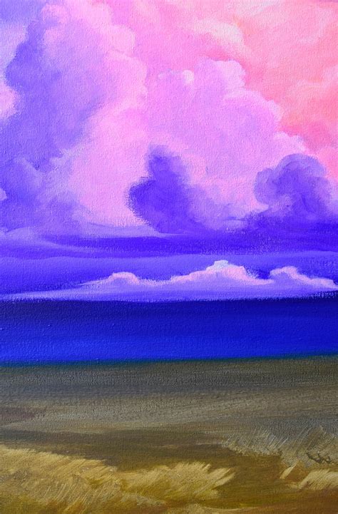 Bright Sunset Acrylic Painting Colorful Clouds Magnificent | Etsy