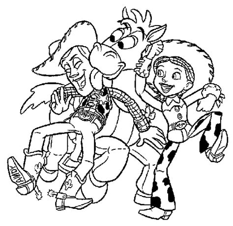 Desenho de Cavalo lambendo Woody e Jessie para colorir - Tudodesenhos