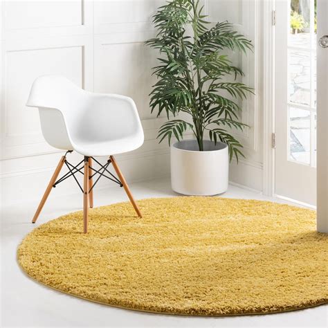 Yellow 4' x 4' Everyday Shag Round Rug | Rugs.com