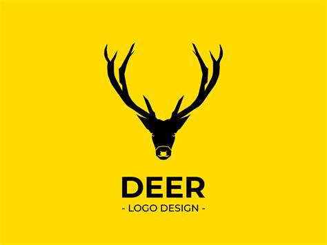 The black deer logo design with a yellow background is suitable to be used as a company logo or ...