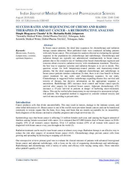 (PDF) SUCCESS RATES AND SEQUENCING OF CHEMO AND RADIO THERAPIES IN ...