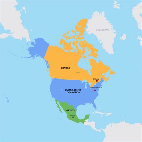 Mapa de América del Norte con Nombres y Sin Nombres