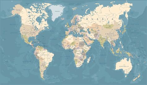 Political World Map Poster Print