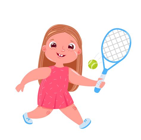 Cute baby girl playing tennis with raquet at court. Doing sports ...