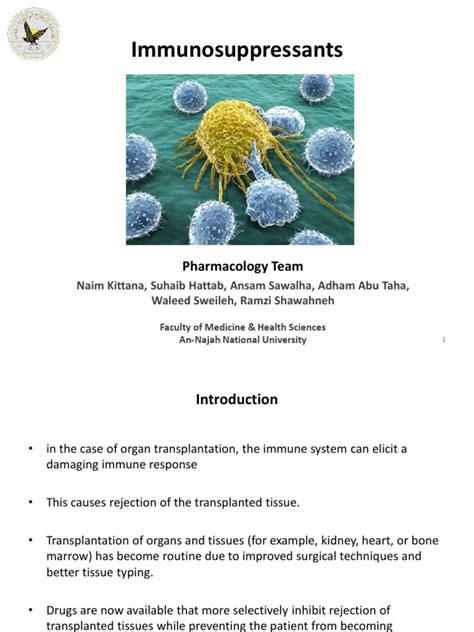 Immunosuppressants: Pharmacology Team | PDF | Transplant Rejection | Immune System