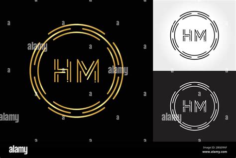 HM Logo Design Vector Template. Initial Circle Letter HM Vector Illustration Stock Vector Image ...