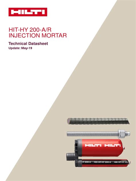 HIT-HY 200-A/R Injection Mortar: Technical Datasheet | PDF | Galvanization | Screw