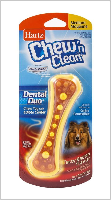 Hartz Chew ‘n Clean Dental Duo Dog Chew Toy, Dog Toy & Bacon Flavored ...