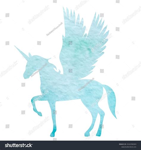 Pegasus Watercolor Silhouette On White Backgroundisolated Stock Vector ...