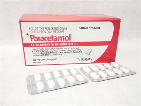 Paracetamol Tablets B.P. 500 mg Taj Pharma | Taj Generics Pharmaceuticals