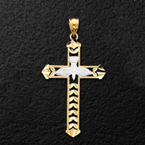 14K Two Tone Dove Cross Pendant Dove Cross Pendant by GianniDeloro