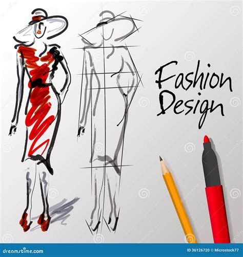 Fashion design sketches stock vector. Illustration of illustration ...