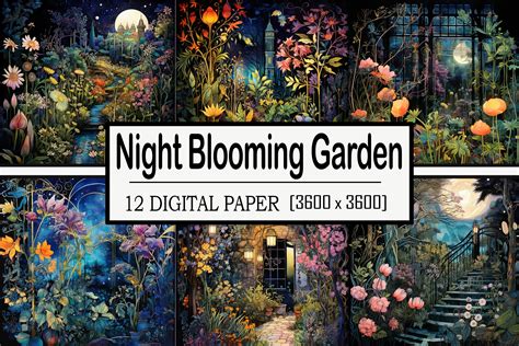 Night Blooming Garden Background | Creative Market