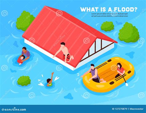 Flood Vector Illustration stock vector. Illustration of nature - 127270879