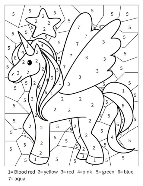 Premium Vector | Unicorn Color By Number Coloring Page