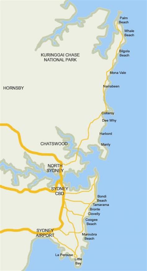 Sydney beaches map - Map of sydney beaches (Australia)
