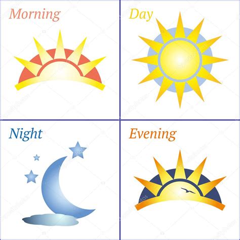 Morning day evening night icon set — Stock Vector © s.rumiantsev #73968991