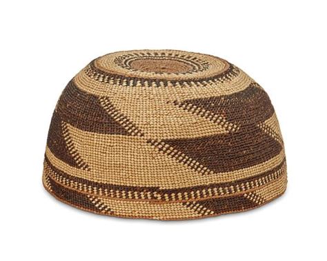 A polychrome Hupa/Yurok/Karuk basketry hat for sale at auction on 12th September | Bidsquare