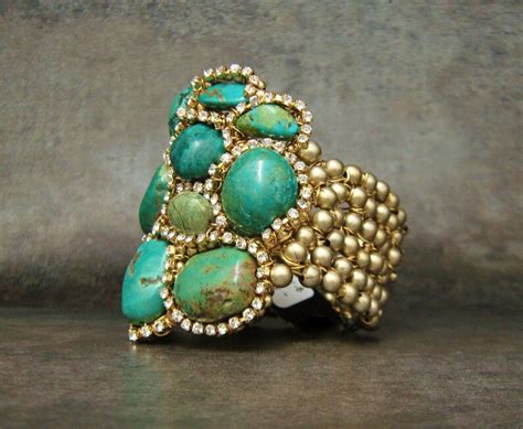 Huge Green Turquoise Cuff Bracelet bracelet With Natural - Etsy