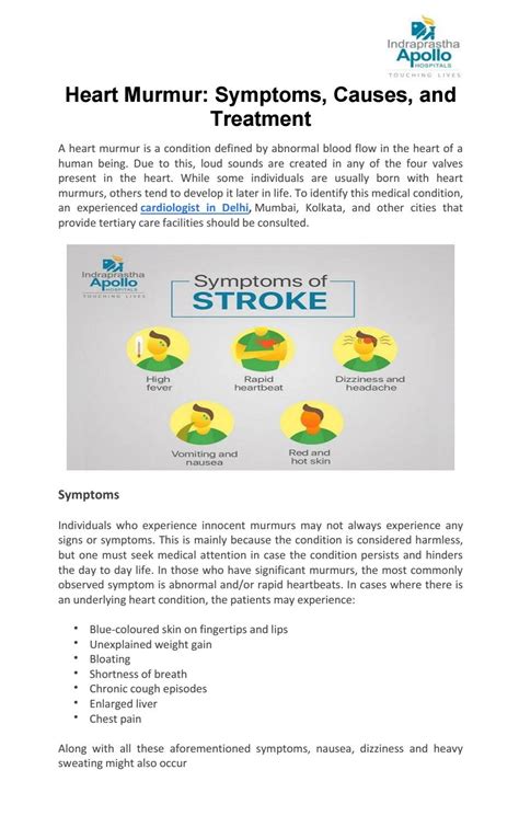 Heart Murmur: Symptoms, Causes, and Treatment by Apollo Hospitals Delhi - Issuu