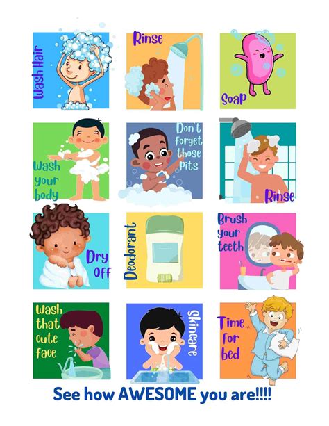 Child Hygiene Routine Chart male - Etsy