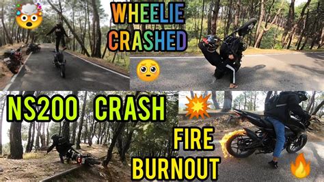 ns200 crash😳 || stunt bike wheelie crash🤯 || ns fire burnout 💥🥵 # ...