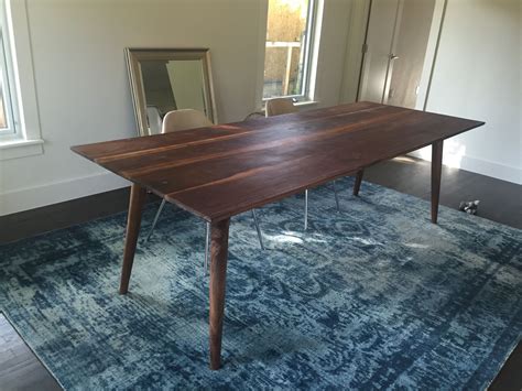 Buy Hand Made Solid Walnut Mid Century Dining Table, made to order from Live Oak Custom ...