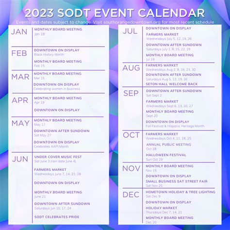 SODT 2023 Event Calendar — South Orange Downtown