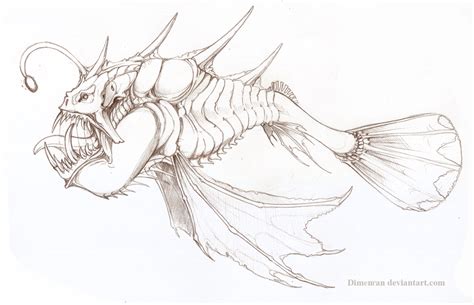 monster fish by Dimenran | Fish drawings, Dragon fish, Creature concept art