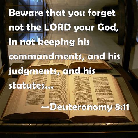 Deuteronomy 8:11 Beware that you forget not the LORD your God, in not ...