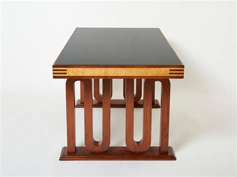 Paolo Buffa Italian rosewood maple black glass desk table 1940s – Maison Cedric