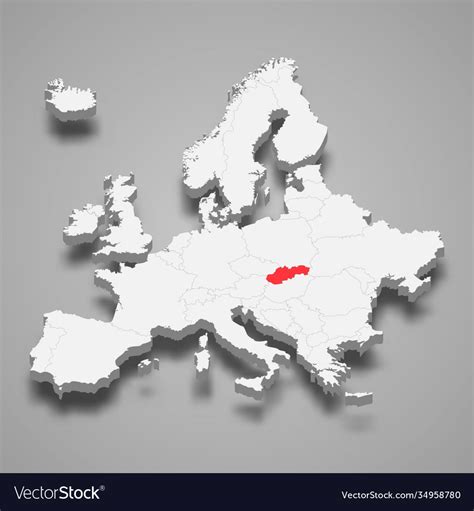 Slovakia country location within europe 3d map Vector Image