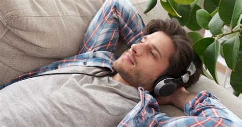 Relaxed Man Listening Music On Headphones Stock Footage SBV-333542708 ...