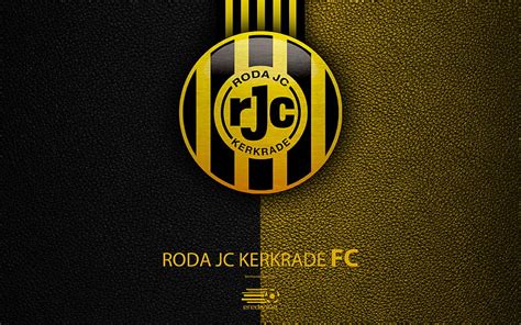 Roda jc kerkrade fc club de fútbol holandés, textura de cuero, logo ...