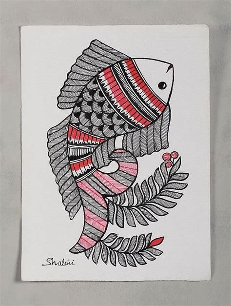 Buy Fish Madhubani Painting (6in x 8in) Online at Jaypore.com | Madhubani painting, Mandala ...