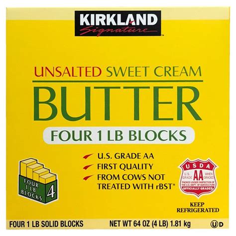 Kirkland Signature Unsalted Butter, 4 X 1 Lb - Costco Food Database