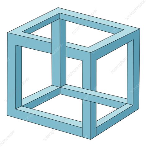 Necker cube optical illusion, illustration - Stock Image - C055/5541 ...