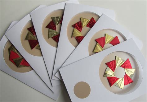 6 CHRISTMAS Cards With Detachable ORIGAMI ORNAMENTS Handmade