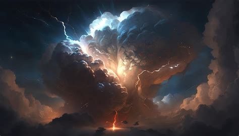 Premium AI Image | A storm cloud with lightning and a lightning bolt