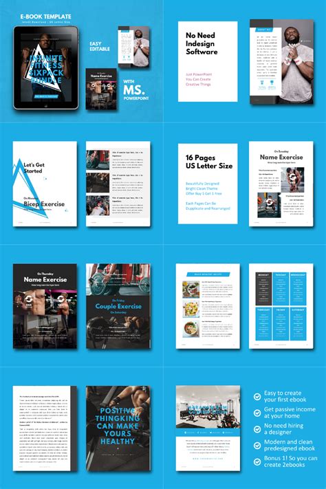 Fitness eBook Presentation PowerPoint template | Ebook template design ...