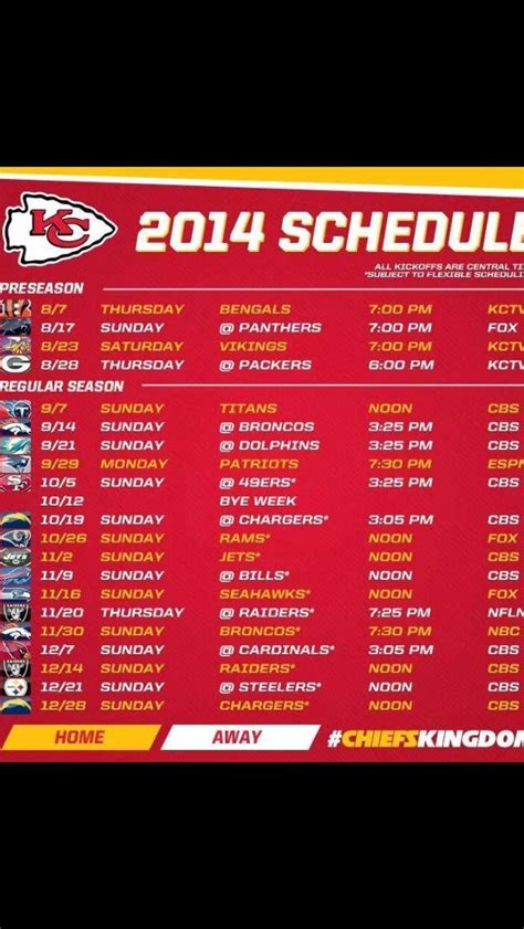 Kansas City Chiefs Printable Schedule - Printable Blank World