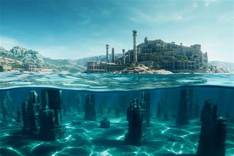 The Mystical Sunken City A Half-Submerged View of Atlantis in Crystal ...