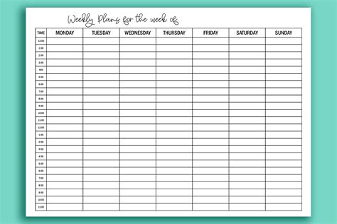 Printable Hourly Calendar Set - Daily and Weekly Hourly Calendars