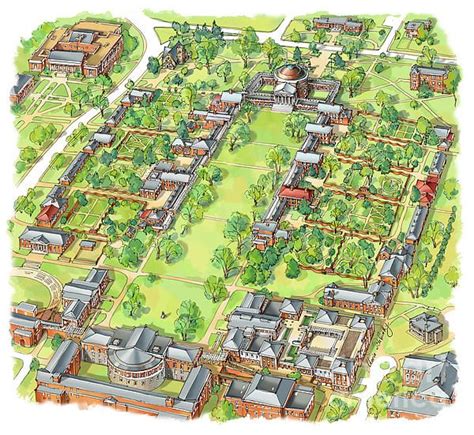 University Of Virginia Academical Village by Maria Rabinky | Village map, Campus map, Fantasy ...