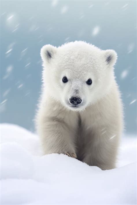 A Cute Baby Polar Bear in Snow Winter Stock Illustration - Illustration of captive, puppy: 301287654