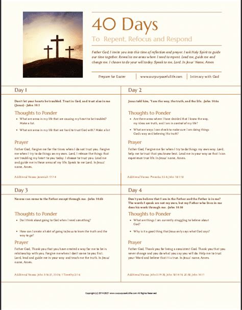 Lent 40 Day Devotional - Our Purposeful Life